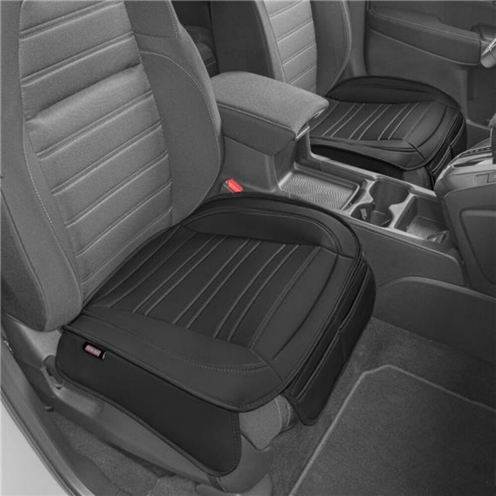 Motor Trend Faux Leather Car Seat Covers Black Padded with Storage for SUV Truck